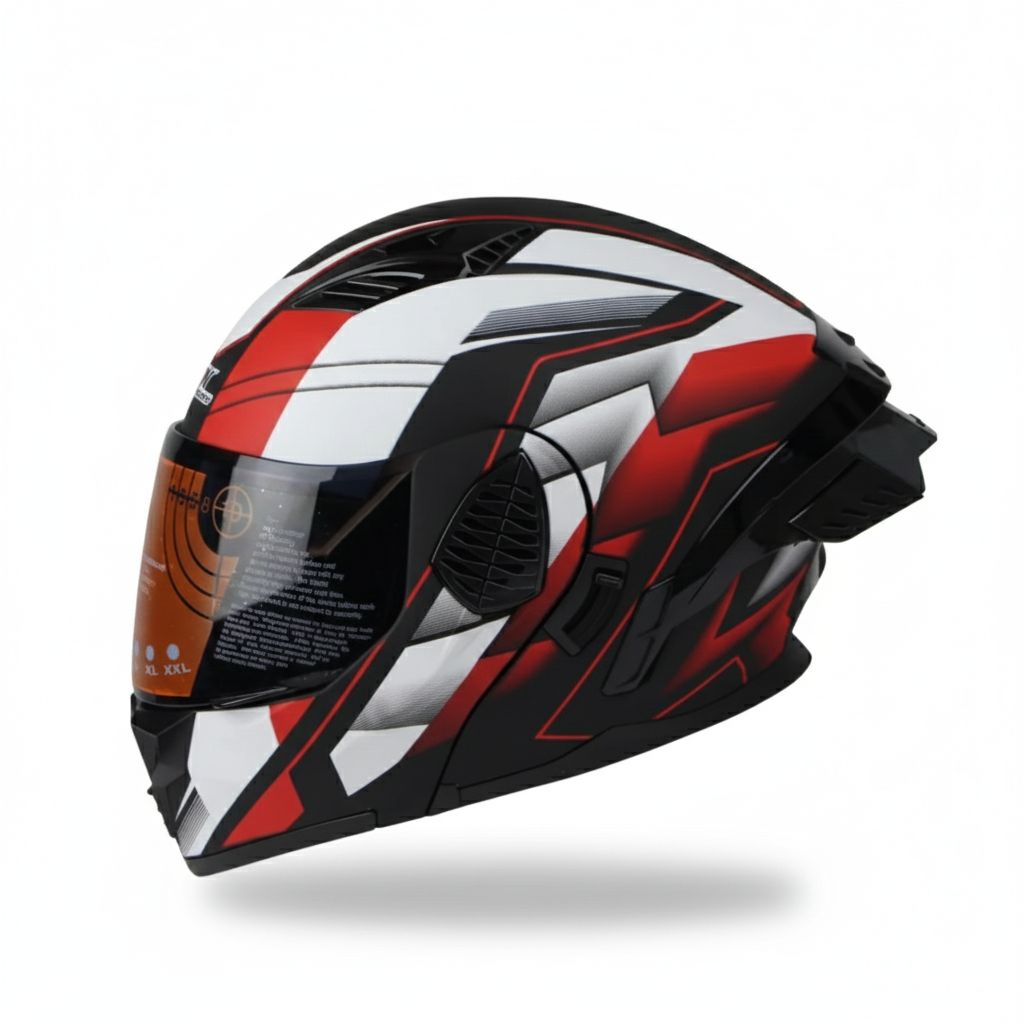 CASCO ABATIBLE ROJO / BLANCO
